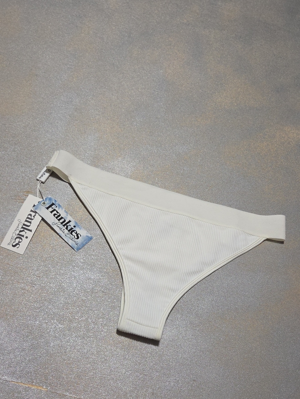 Frankie's Bikinis Cream Ribbed Bikini Bottom